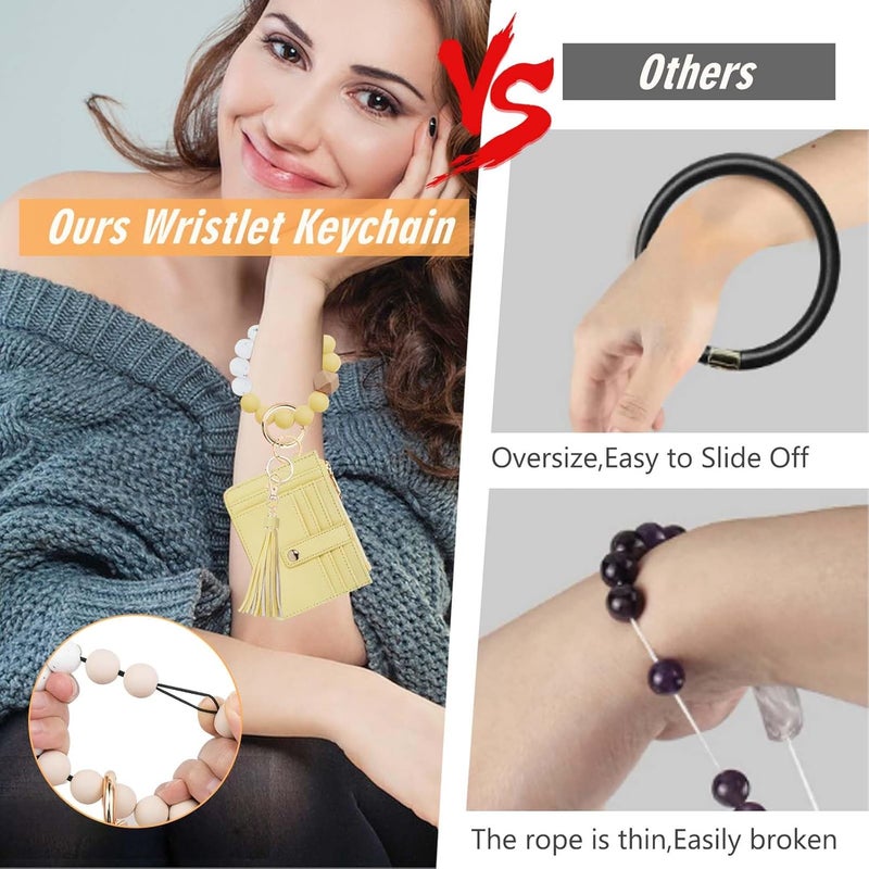 KNGITRYI Wallet Keychain Wristlet for Women,Slim RFID Credit Card Holder Purse Tassel Keychain Bangle Key Ring for Men Women - Image 4